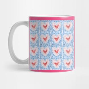 Heart pattern  with blue and red colors filled with lines Mug